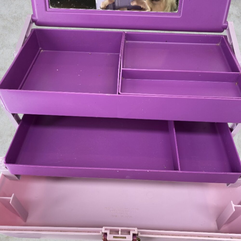 VINTAGE CABOODLE CASE -- 1980's Make Up Case, Purple/Pink, Original Owner - Picture 12 of 16
